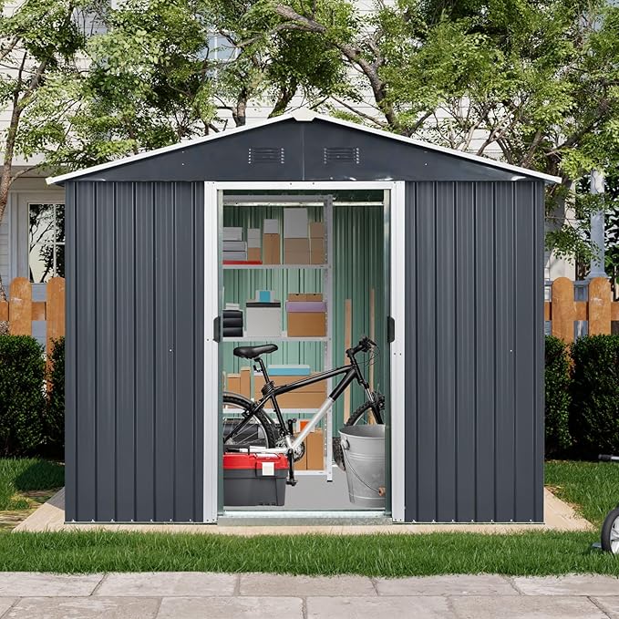 8x4 FT Outdoor Storage Shed, Metal Shed - Image 2