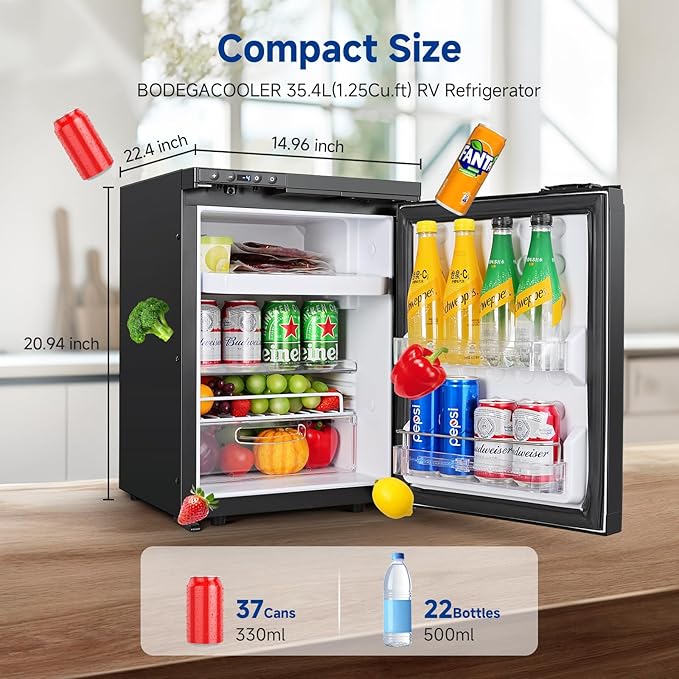 BODEGACOOLER 12 Volt RV Refrigerator, 35.4L RV Fridge - Image 2