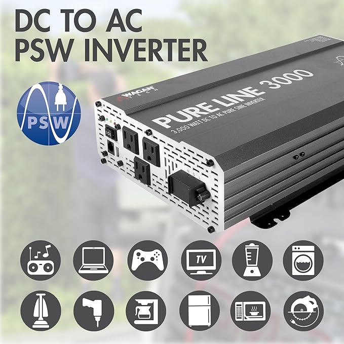 Wagan EL3810 Pure Line 3000 watt Power Inverter 6000 Watt Peak Surge Power DC - Image 3