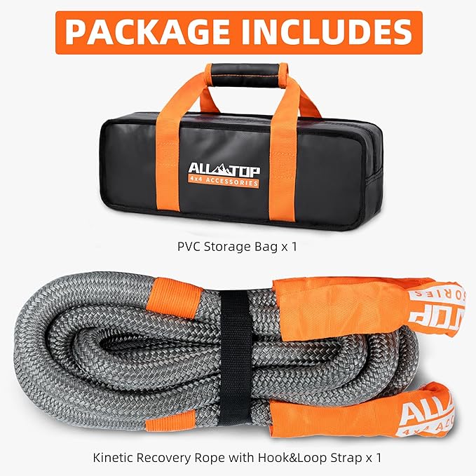 ALL-TOP Kinetic Recovery Rope, 1in x 30ft, Heavy Duty 30+% Elasticity, 16000Lbs - Image 7