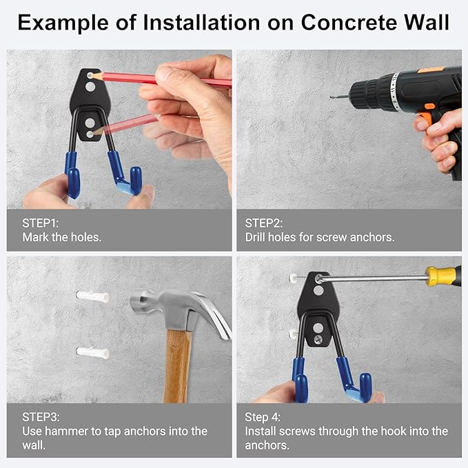 Garage Hook Heavy Duty Wall Storage Hangers, 24 Pack Garage Storage Hooks Steel - Image 5