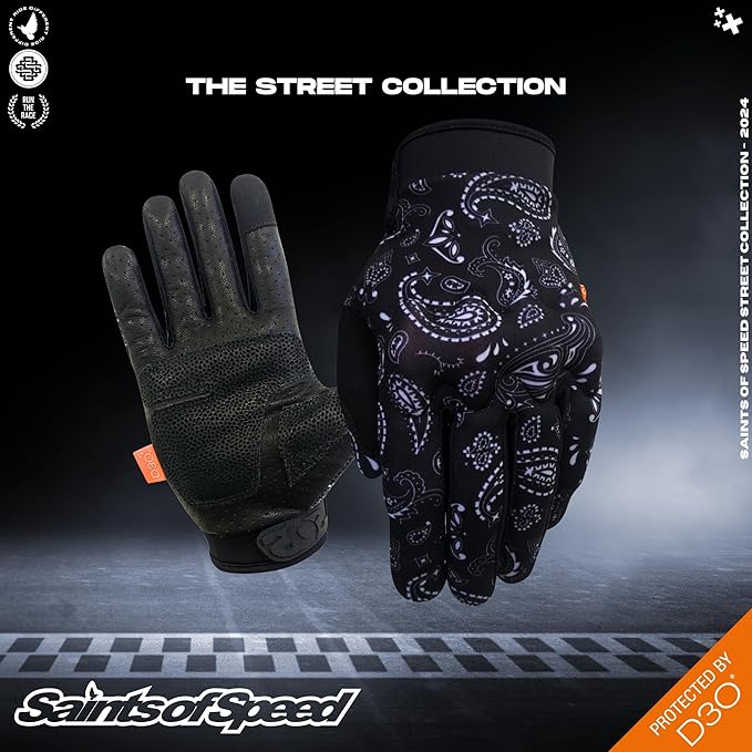 Saints of Speed Motorcycle Gloves – Knuckle Protection, Leather Palms, - Image 4