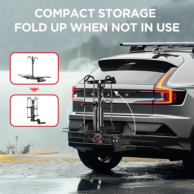 Young 200 lbs. Capacity Hitch Mounted 2-Bike Rack - Image 4