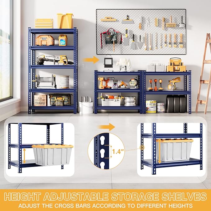 REIBII Garage Shelving 2000 LBS Storage Shelves Heavy Duty Metal Shelving Unit - Image 5
