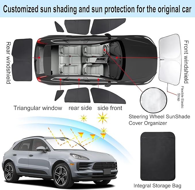 TINGLU Window Shades for Porsche Macan 2014-2024 Accessories Car Side Full - Image 3