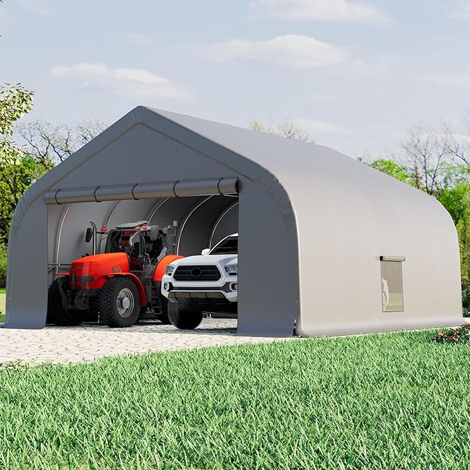 EROMMY 20x20 FT Heavy Duty Durable Carport, Galvanized Steel Frame Garage - Image 9