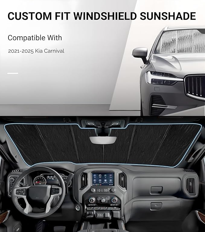 Windshield Sun Shade for Kia Carnival 2021-2025, Front Window Sunshade Shield - Image 2