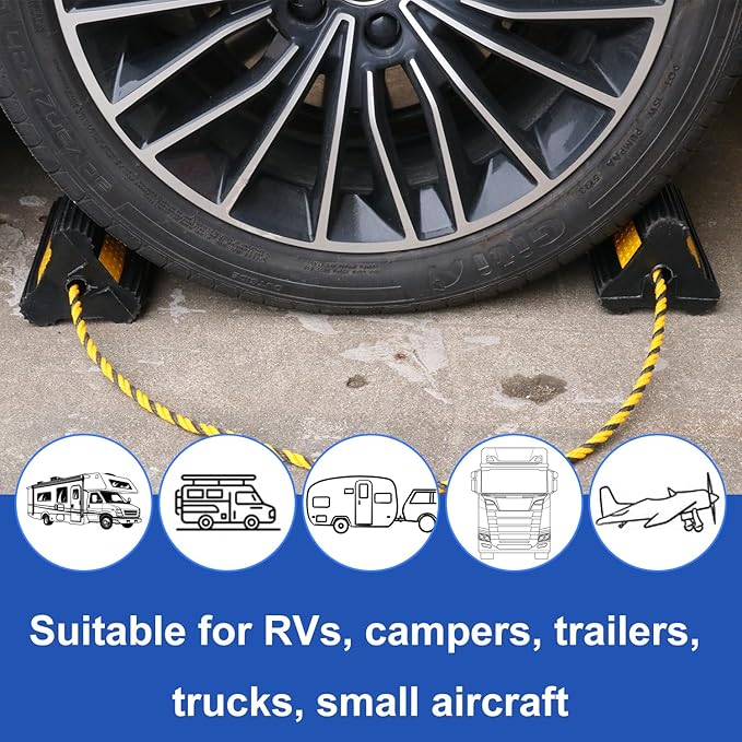 2 Pair Wheel Chocks for Travel Trailers, Rubber Tire Stopper Blocks - Image 6