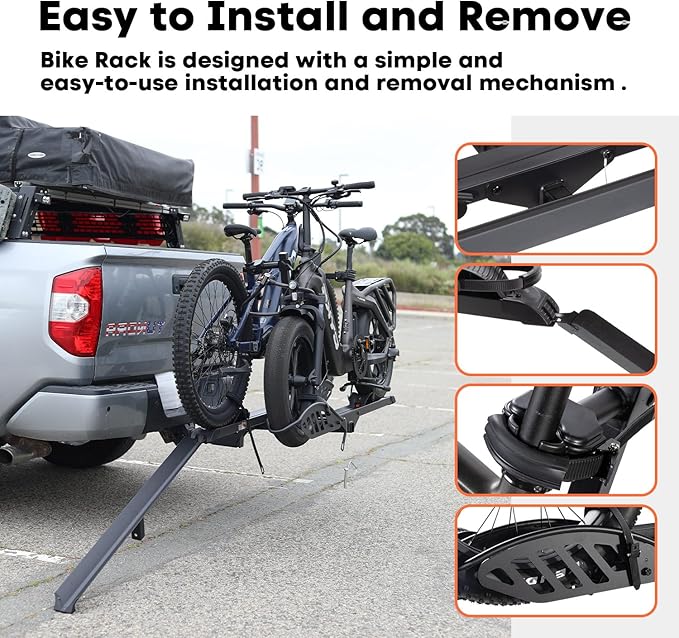 EBike Rack with Ramp, 200 lbs Capacity Heavy Bike Rack Electric Bike Carrier - Image 3