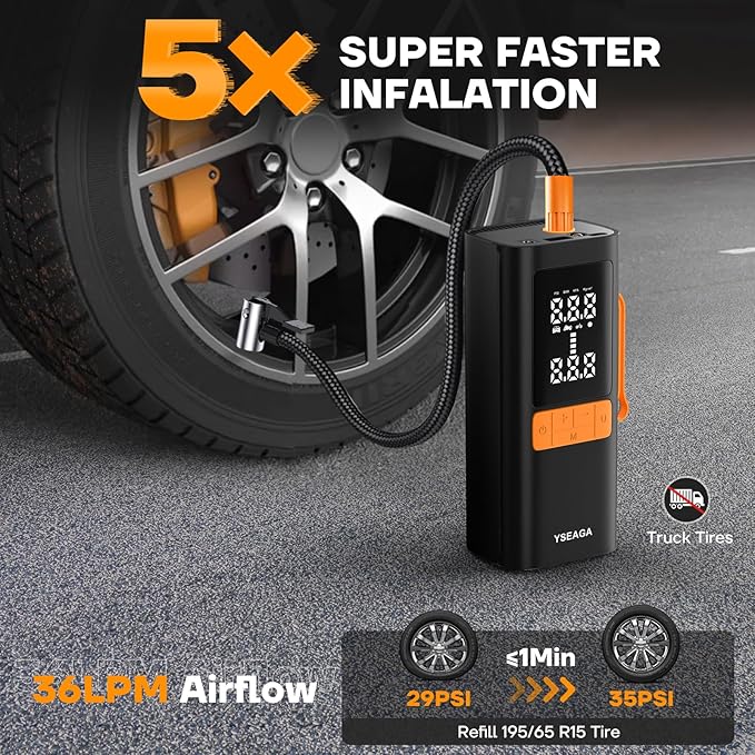 Tire Inflator Portable Air Compressor, 150PSI&12V DC Air Pump - Image 2