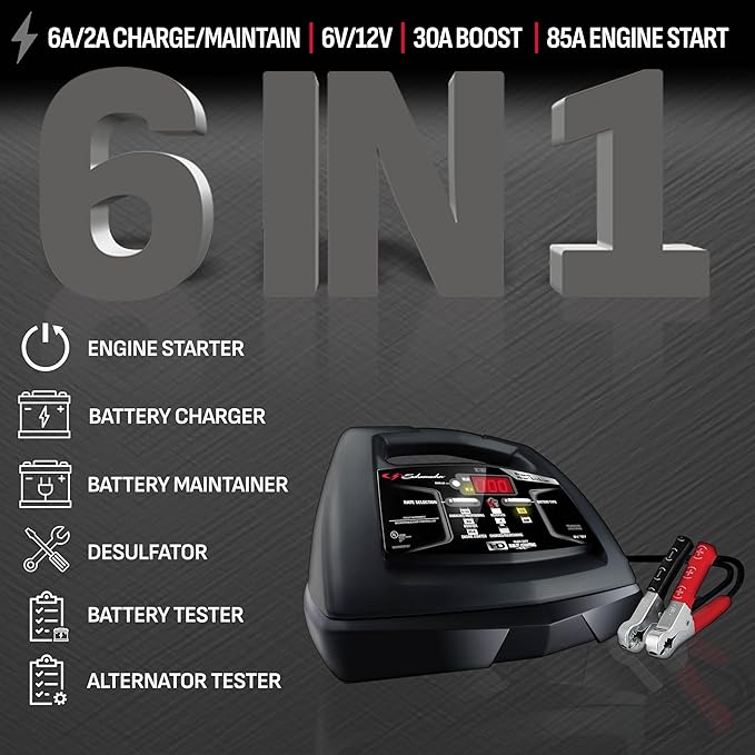 Schumacher Electric 6A Battery Charger and 85A Engine Starter, 6-in-1 Solution - Image 2