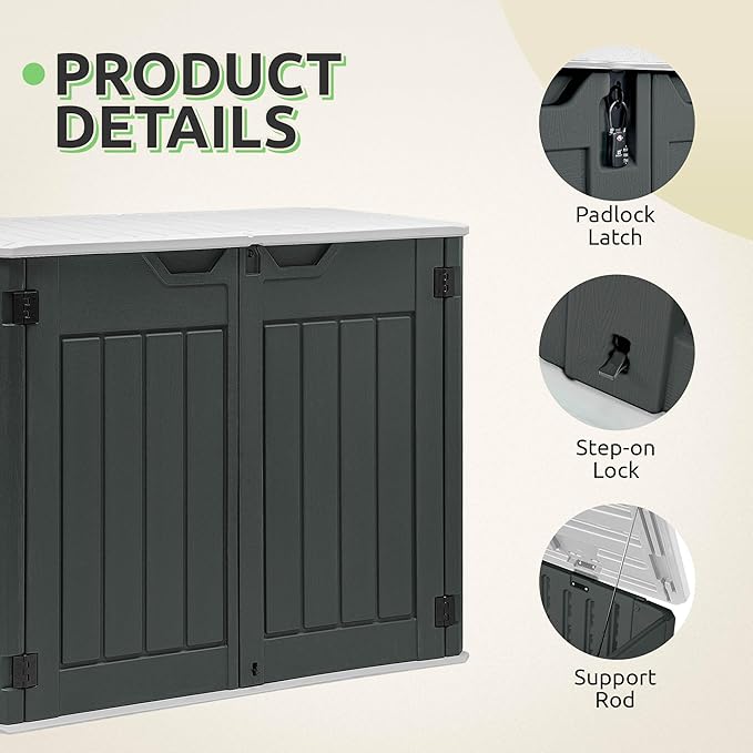 GOOBED 4.5x4ft Outdoor Horizontal Resin Storage Shed, 47 cuft Large Waterproof - Image 6