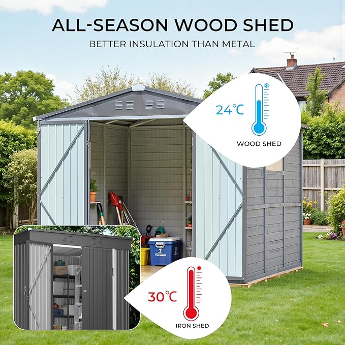 MyVoice 8x10 FT Wooden Outdoor Storage Shed - Image 3