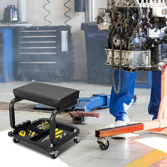 Torin ATR6300B Rolling Creeper Garage/Shop Seat: Padded Mechanic Stool - Image 6
