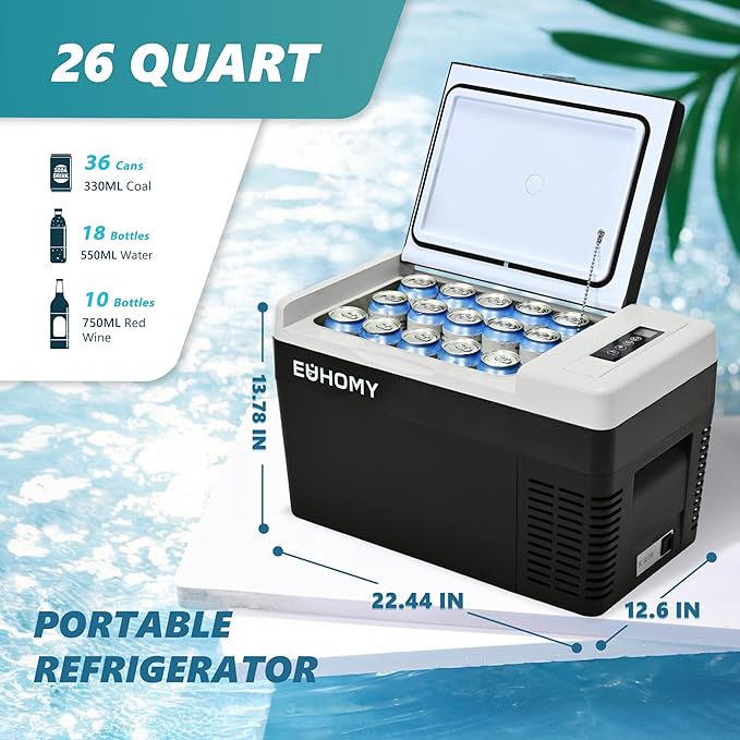EUHOMY 12 Volt Refrigerator, 26QT Compressor Electric Cooler APP Control - Image 4