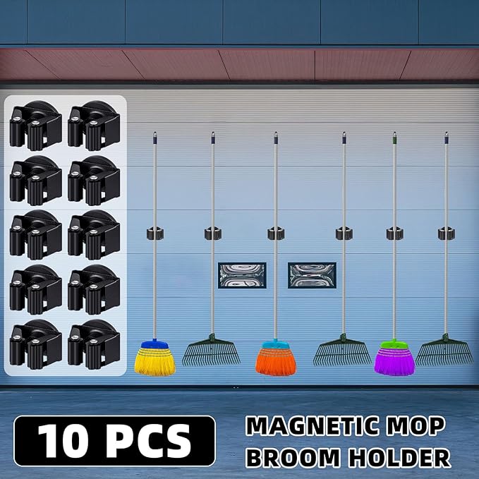 10 Pcs Magnetic Mop Broom Holder Movable Magnetic Broom Holder Rack, Anti Slip - Image 3