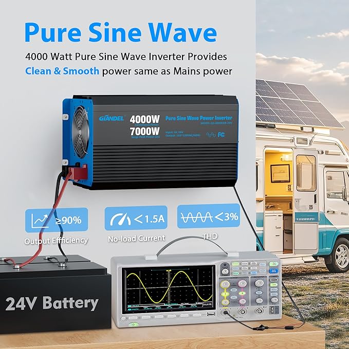 GIANDEL 4000 Watt 24 V Pure Sine Wave Power Inverter 7000Watt Surge, UL458 - Image 6