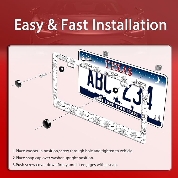 Personalized Bats License Plate Frame Spider Web License Plate Frames Funny - Image 3