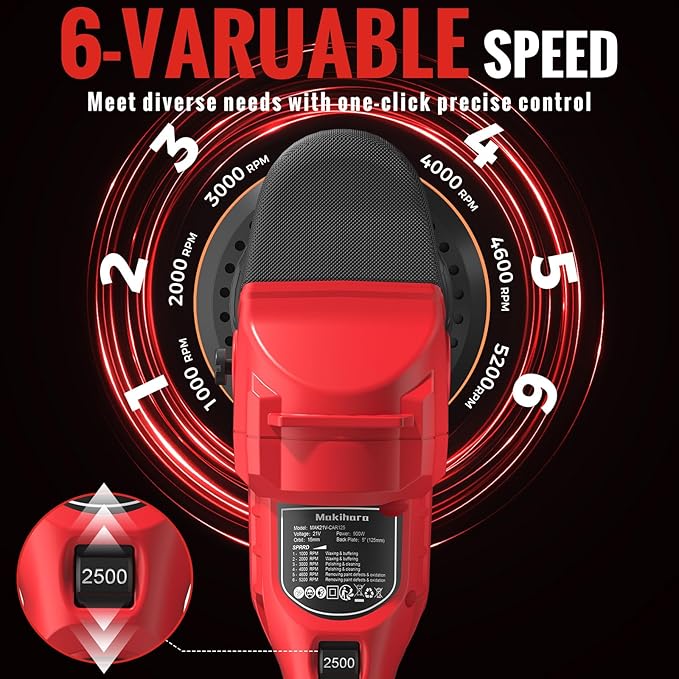 Cordless Buffer Polisher, 5 Inch Random Orbital Car Buffers Waxer and Polishers - Image 2