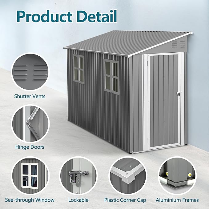 4x10 Ft Outdoor Metal Shed, Heavy-Duty Storage Shed - Image 5