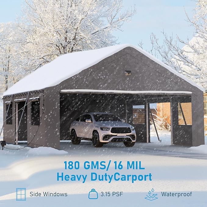 20x20 Carport, Heavy Duty Carport Canopy Garage - Image 7
