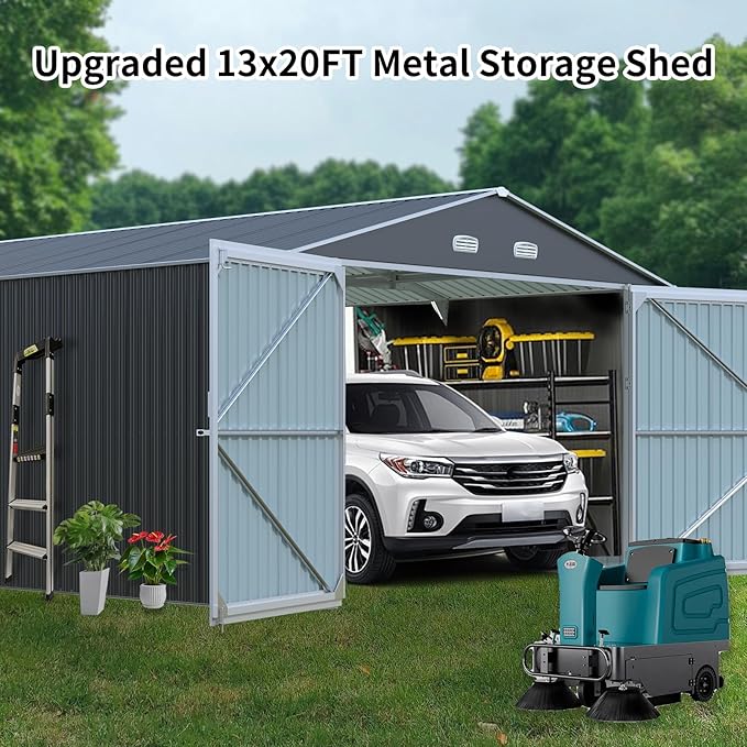 KUIKUI Shed 20x13 FT, Metal Shed Without Floor, Outdoor Storage Shed - Image 6