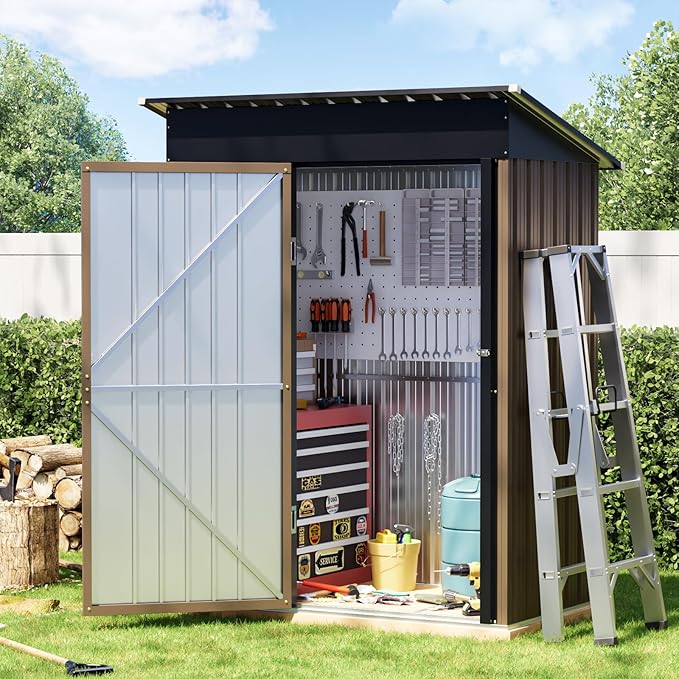 Breezz 5x3FT Vertical Outdoor Steel Storage Shed by BreezZ
