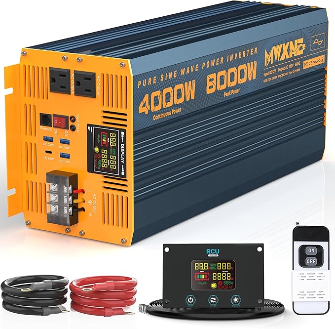 4000W Pure Sine Wave Power Inverter DC 12V to AC 110V 120V by MWXNE