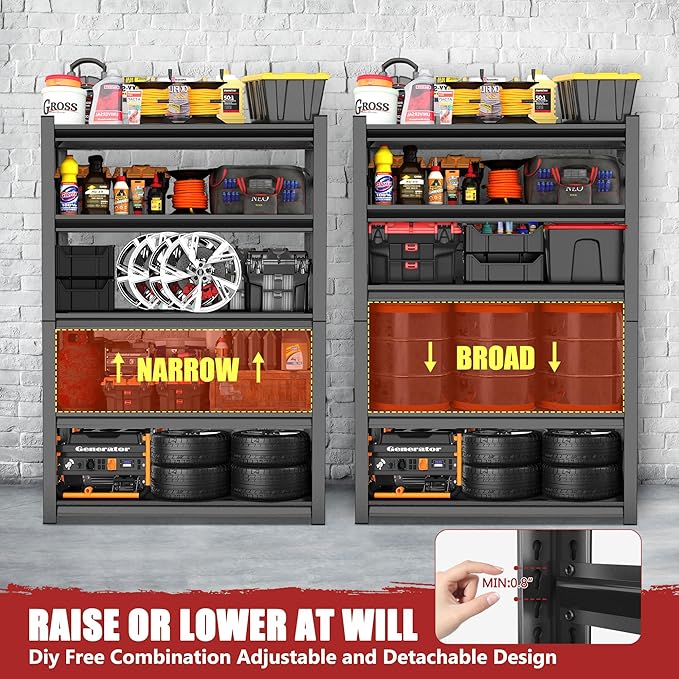 72" H Garage Shelving Unit 3500 LBS Heavy Duty Storage Shelves, Adjustable 5 - Image 5