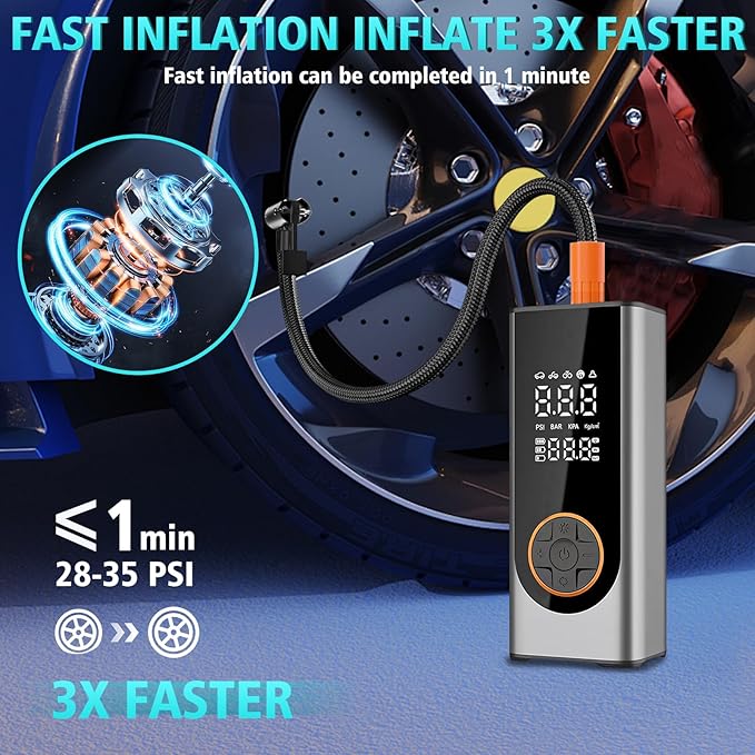 LiveGo Tire Inflator Portable Air Compressor, 150 PSI Cordless Air Pump - Image 2