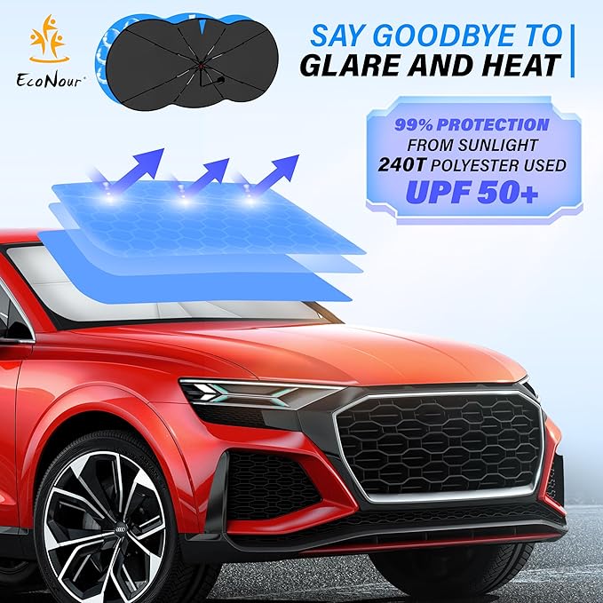 EcoNour Car Windshield Sunshade Umbrella | Foldable Car Umbrella Sun Shade - Image 2