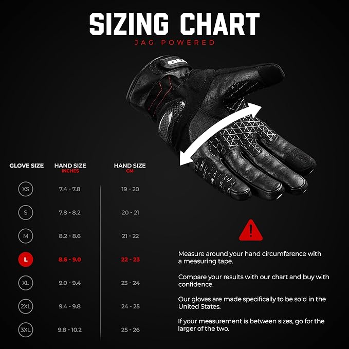 J.A.G. Leather Motorcycle Gloves - Image 7