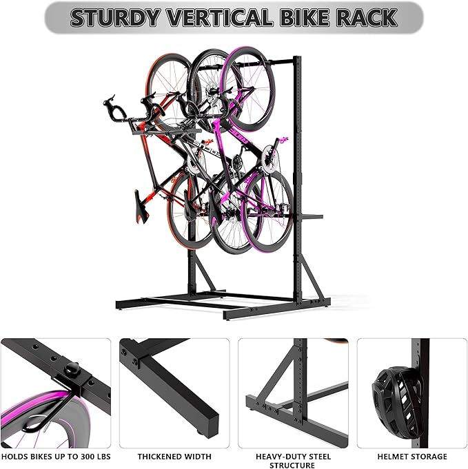 Freestanding Bike Rack for Garage Stroage, 300 Lbs 5 Bikes Storage Rack Steel - Image 3