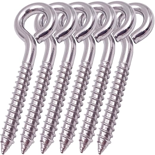 6-Pack 304 Stainless Steel Screw Eyes 3.2", Heavy Duty Screw in Eye Hooks Ring - Image 8