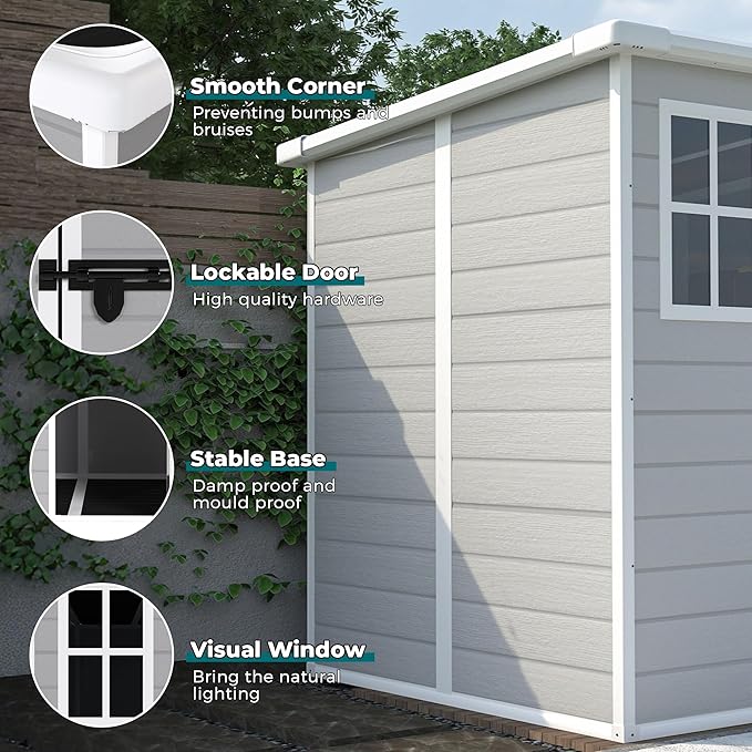 6x6 FT Outdoor Storage Resin Shed - Image 3
