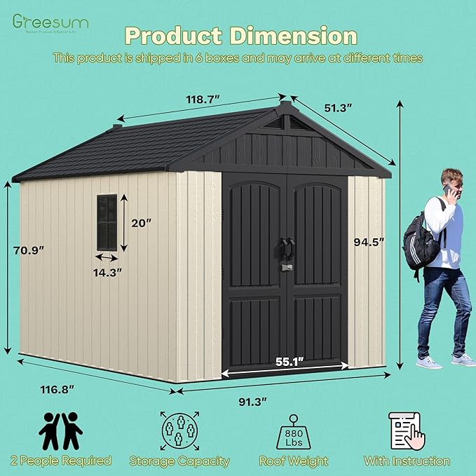 Greesum 8×10 FT Plastic Outdoor Storage Shed - Image 4