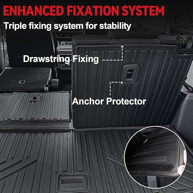 Floor Mats for 2018-2024 2025 Volkswagen VW Atlas 7 Seats, All Weather TPE - Image 7