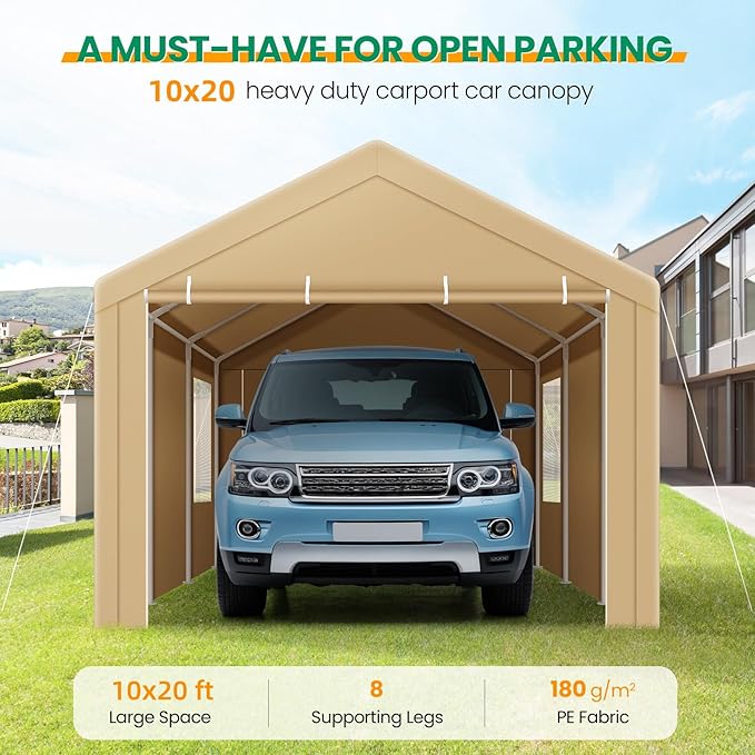 COBIZI Carports 10x20 Heavy Duty Car Canopy Garage - Image 2