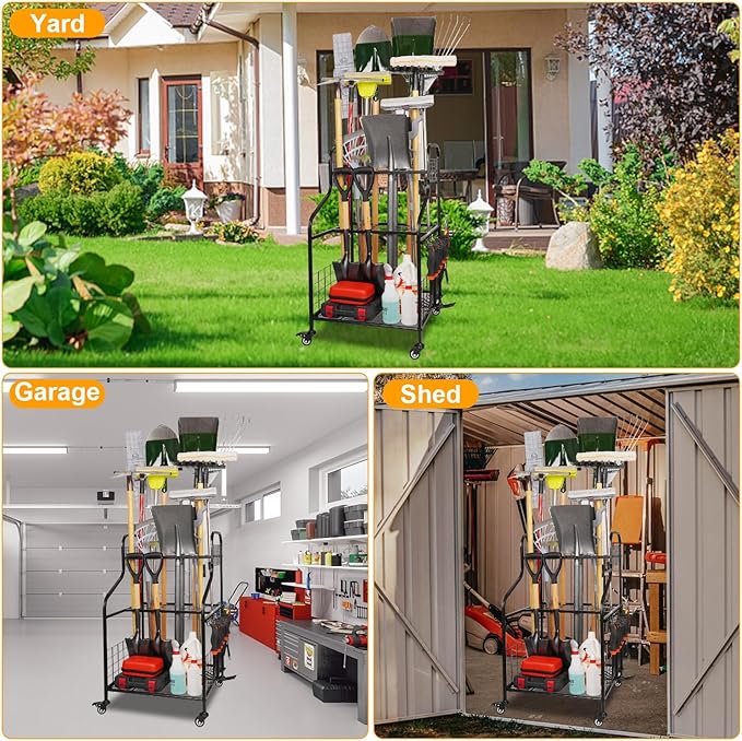 FZK Garden Tool Organizer, Heavy Duty Steel Yard Tool Organizer - Image 7