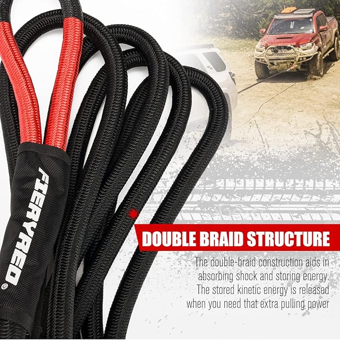 FieryRed Kinetic Energy Recovery Rope 30FT 7/8 Inch- Power Stretch Snatch Strap - Image 3