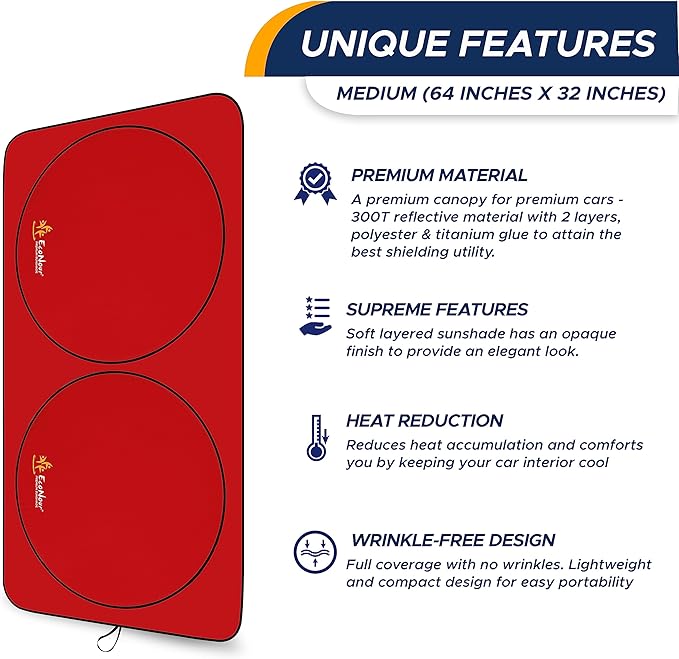EcoNour Windshield Sun Shade Premium | Sunshade Protects Car Interior | Car Sun - Image 7