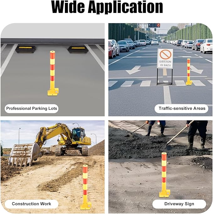 23In Q195 Iron Pipe Safety Bollard Yellow & Red Parking Barrier, Automatic - Image 2