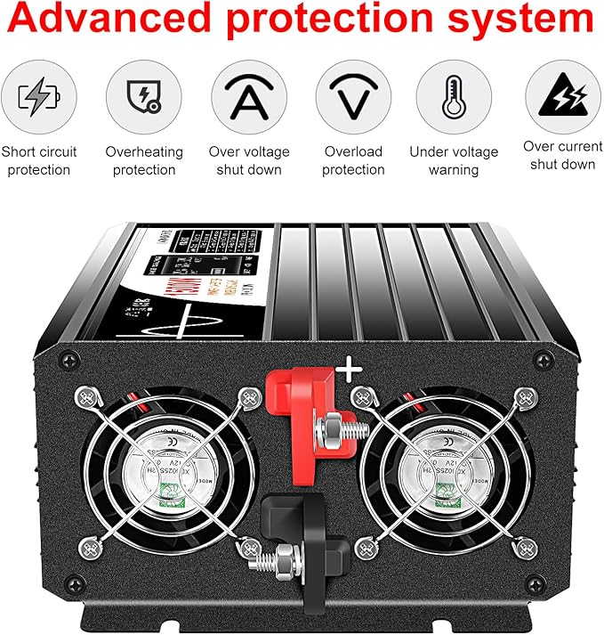 Xijia 1500W Pure Sine Wave Solar Power DC 12V Inverter AC 120V 60HZ Solar - Image 5
