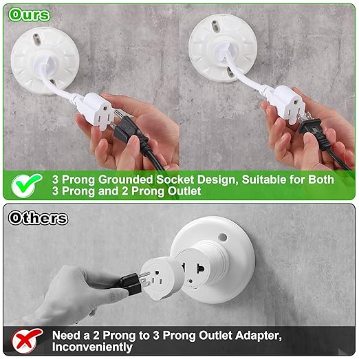 Feekoon 1 Pack 3 Outlet Light Socket Adapter, Convert E26/E27 Bulb Socket to 3 - Image 3