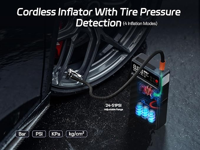 Pelsee 3500A Jump Starter with Air Compressor, 20000mAh&160PSI Portable Car - Image 3