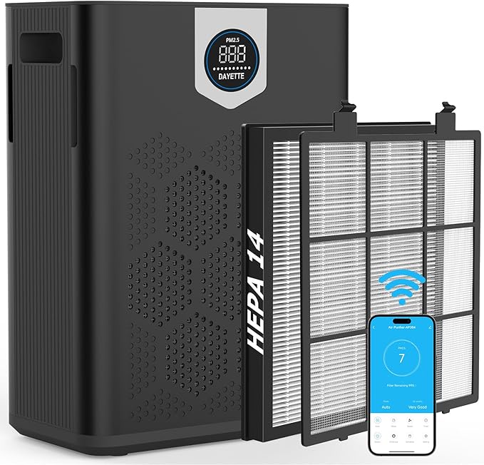 Smart Air Purifiers for Home Large Room, H14 Air Purifier by Dayette
