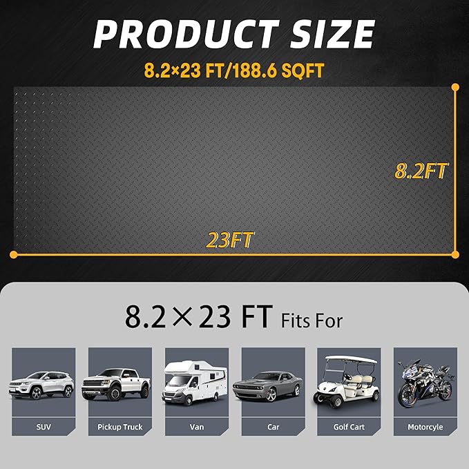 8.2 x 23 FT Garage Floor Mat, 2.8mm Thickened Diamond Plate PVC Garage Flooring - Image 3