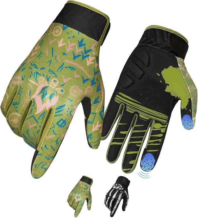 RIGWARL Skeleton Motorcycle Gloves Men Women Touchscreen, Non-Slip Mountain by RIGWARL