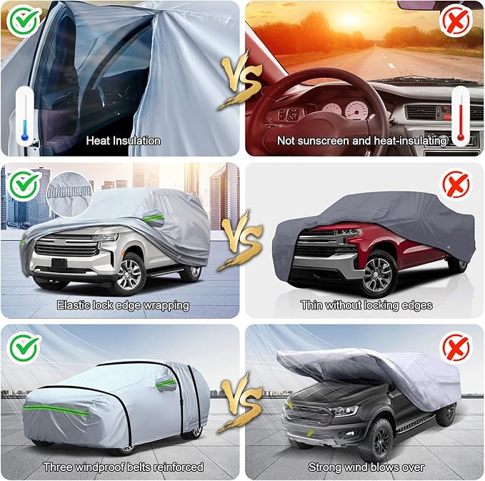 TUCAREST 6-Layers Premium Full Car Cover Hard Shell Zipper Design Waterproof - Image 6