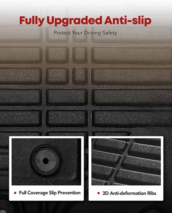 YHTAUTO Floor Mats & Cargo Mat Fit 2008-2013 Toyota Highlander, TPE All Weather - Image 4